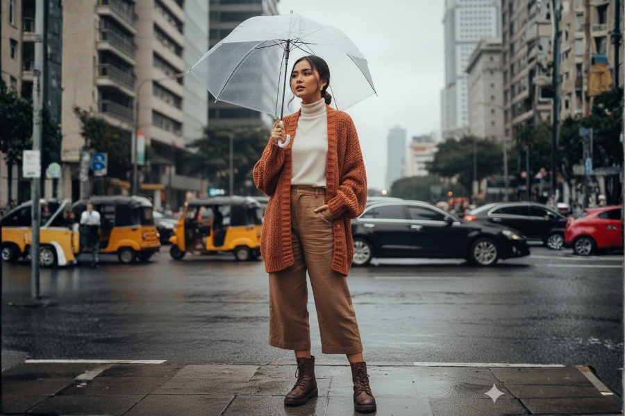 Gaya outfit Februari (Foto: Tutur/AI)