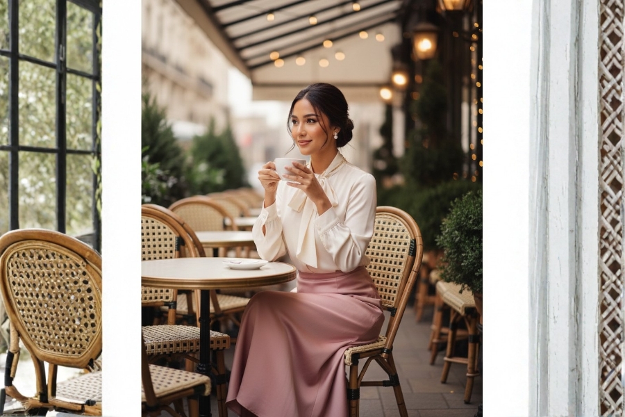 Chic Dusty Pink untuk penampilan Februari (Foto:Tutur/AI)