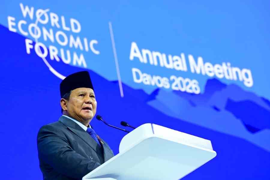 Pidato Prabowo di WEF 2026 Bikin Posisi RI Naik di Kancah Internasional Presiden RI Prabowo Subianto menyuarakan optimisme bahwa pertumbuhan Indonesia akan mengejutkan dunia di forum Pertemuan World Economic Forum (WEF) Davos, 22 Januari 2026. (Foto:Tutur/Biro Pers Media Istana)
