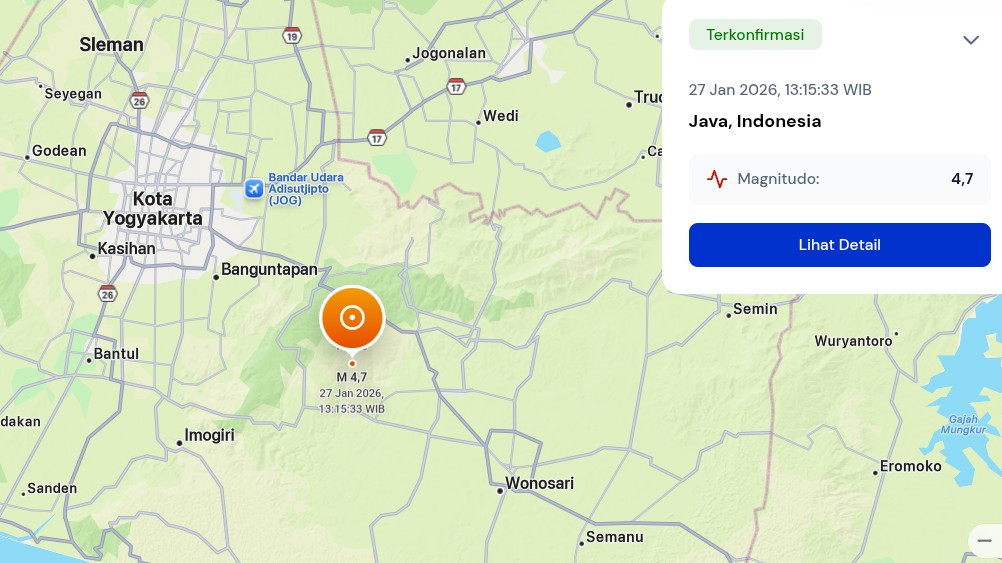 Yogyakarta Dilanda Gempa Bumi Hari Ini M 4,7 Gempa Bumi Yogyakarta (Foto: Tutur/BMKG)