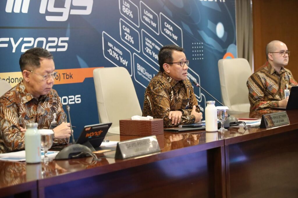 Fundamental Solid di Tengah Tekanan Global, BNI Tutup 2025 dengan Kinerja Tangguh Direktur Utama BNI Putrama Wahju Setyawan sampaikan capaian BNI di tahun 2025 (Foto: Tutur/BNI)