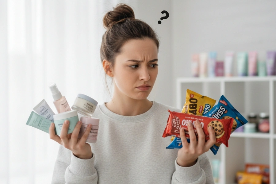 9 Barang yang Ternyata Tak Perlu Dibeli Setiap Bulan Ilustrasi perempuan dengan barang (Foto: Tutur/AI)