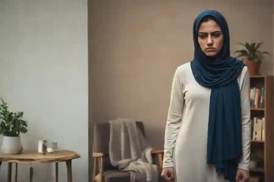 Puasa dan Hormon: Kenapa Emosi Lebih Sensitif di Awal Ramadan? Perempuan menahan emosi (Foto: Tutur/ AI)