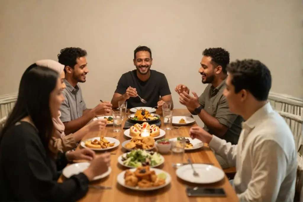 10 Ide Biar Bukber Makin Seru Anti Garing Keseruan buka puasa bersama (Foto: tutur/ Ilustrasi AI)