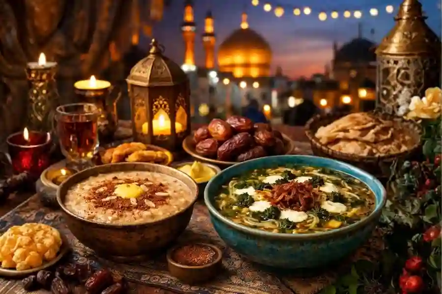 Menu Khas Ramadan di Iran: Dari Zoolbia Manis hingga Sup Hangat Ash Reshteh Menu khas Iran saat bulan Ramadan (Foto: Tutur/Ilustrasi AI)