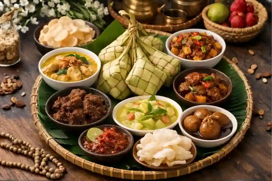 Ide Menu Makan di Hari Pertama Idulfitri, Teman Setia Ketupat Menu lebaran untuk keluarga (Foto: Tutur/Ilustrasi AI)
