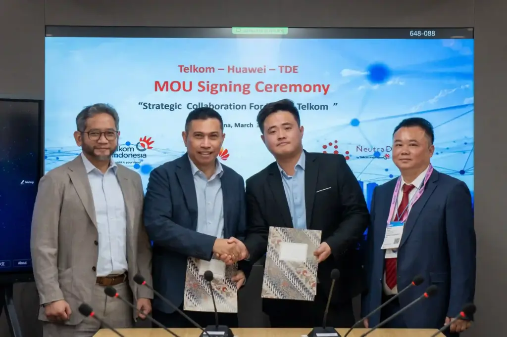 TelkomGroup dan Huawei Teken MoU Strategis Perkuat Infrastruktur Digital PT Telkom Data Ekosistem (NeutraDC) menjalin kolaborasi strategis dengan Huawei. (Foto: Tutur/ Telkom Indonesia)