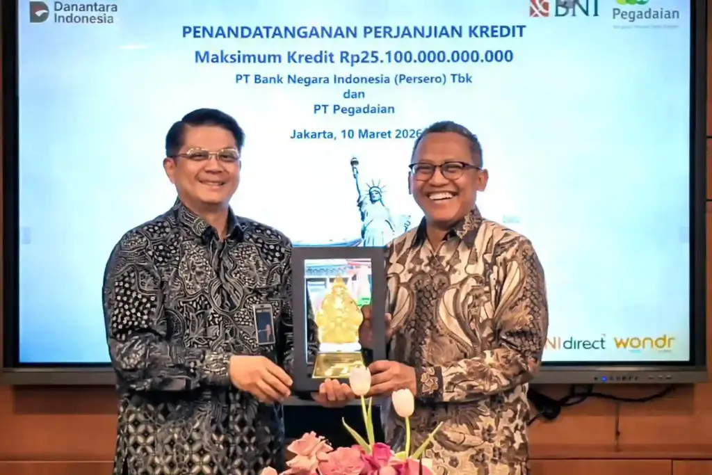 BNI Tambah Fasilitas Kredit Rp10 Triliun ke Pegadaian Penandatanganan penambahan fasilitas kredit dari BNI kepada PT Pegadaian. (Foto: BNI)