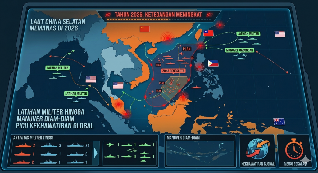 Laut China Selatan Memanas di 2026: Latihan Militer hingga Manuver Diam-Diam