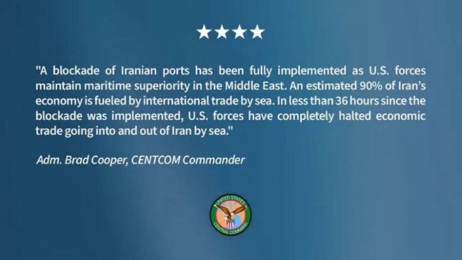 CENTCOM Klaim Perdagangan Iran Lumpuh Total dalam 36 Jam