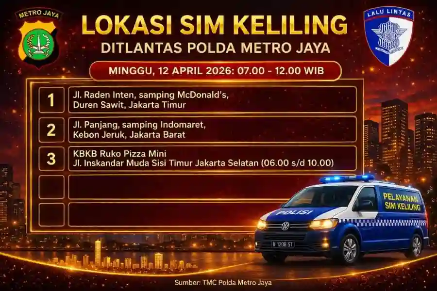 Lokasi Layanan SIM Keliling Minggu 5 April 2026