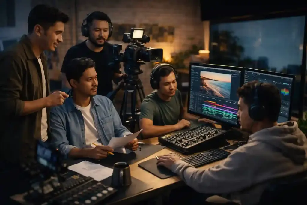 7 Profesi di Balik Produksi Video yang Sering Tak Terlihat Publik Tim kreatif (Foto: Tutur/Ilustrasi AI)