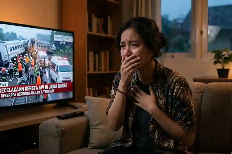 5 Cara Berempati Menyikapi Berita Tabrakan Argo Bromo dan KRL Commuter Line Empati perempuan (Foto: Tutur/ Iustrasi AI )