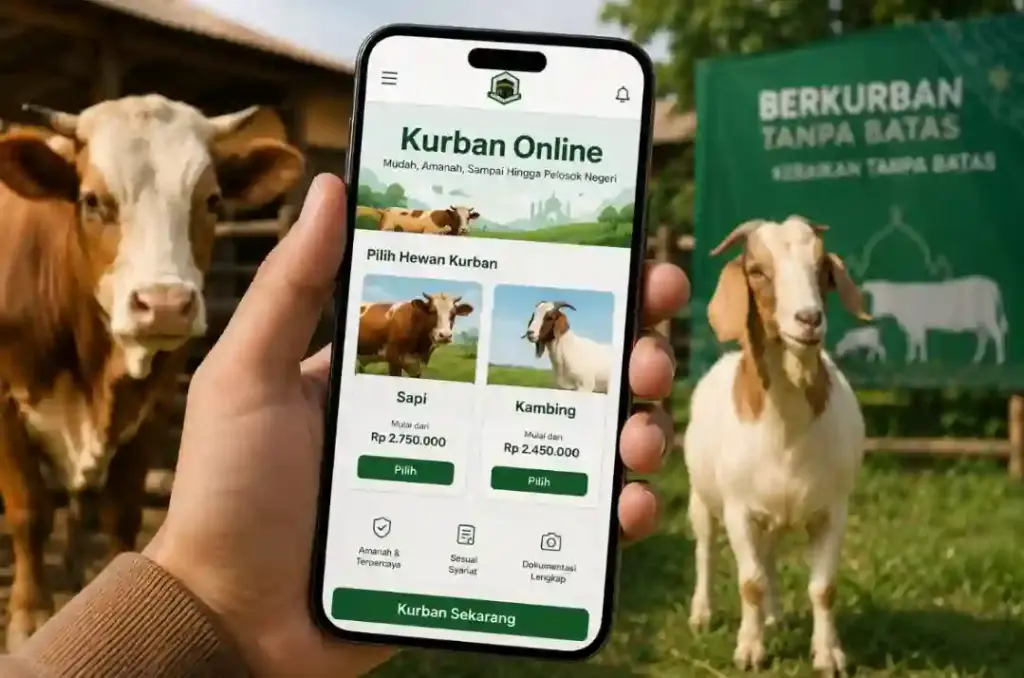 Bolehkah Berkurban Secara Online? Simak Penjelasan Kemenag dan Tips Aman Memilih Layanan Kurban Online (Foto: Tutur/Ilustrasi AI)