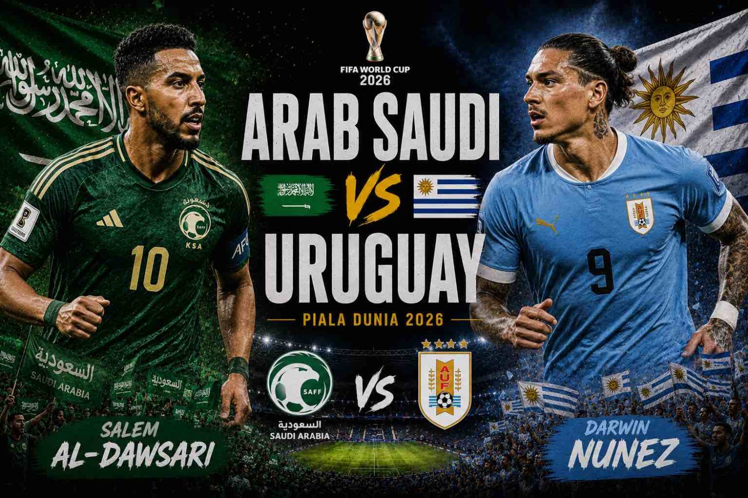 Arab Saudi vs Uruguay: Kolektivitas Tim Hadapi Magis Valverde dan Nunez