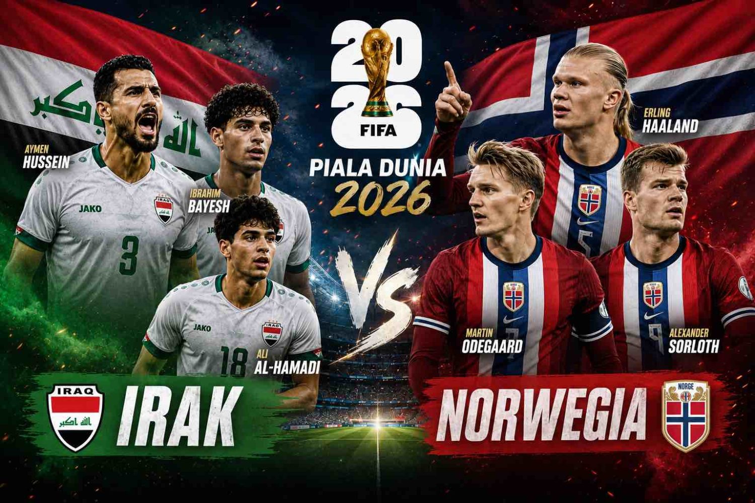 Irak vs Norwegia: Singa Mesopotamia Siap Lawan Gempuran Pasukan Viking