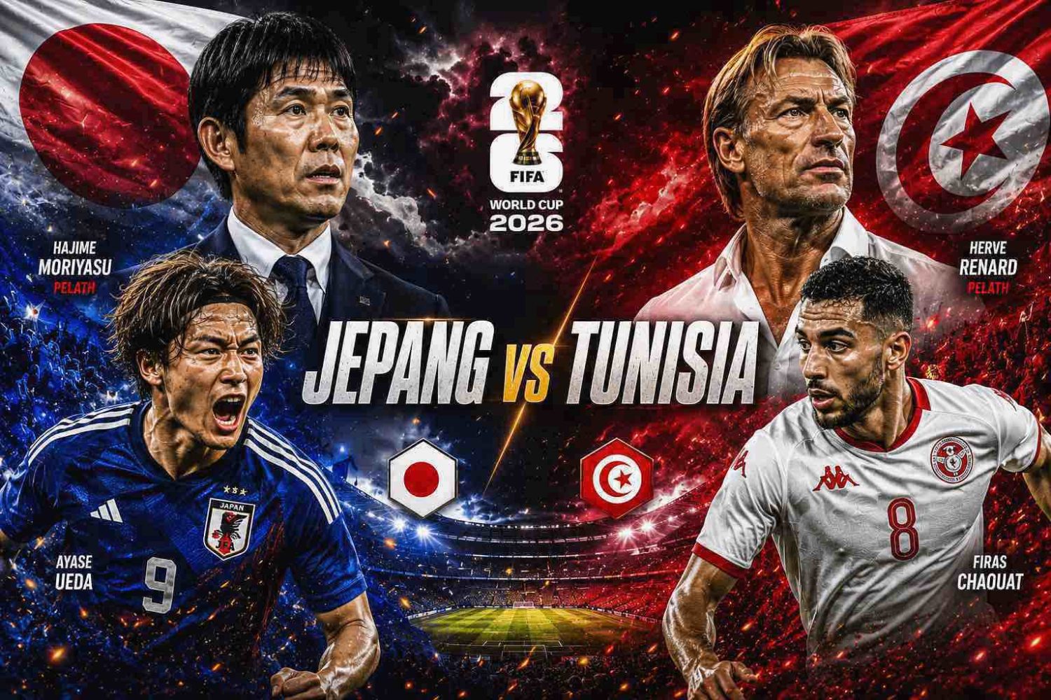 Jepang vs Tunisia: Kematangan Samurai Biru Ditantang Motivasi Elang Kartago